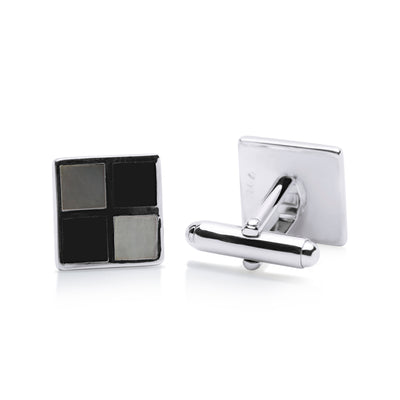 Chessboard Black Onyx & Mother of Pearl Cufflinks | SilverAndGold