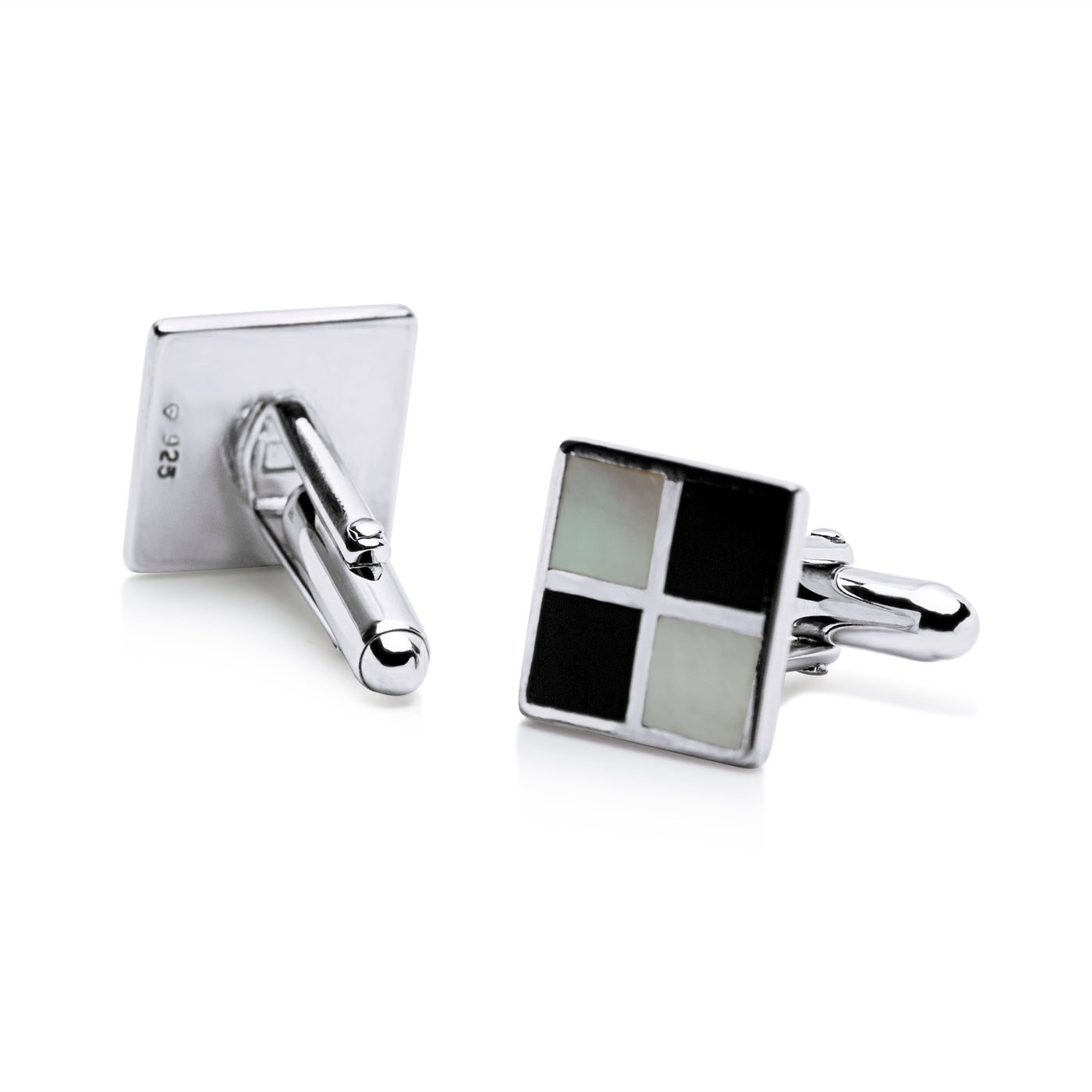 Chessboard Black Onyx & Mother of Pearl Cufflinks | SilverAndGold