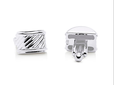 Classic Ribbed Cufflinks in Sterling Silver | SilverAndGold