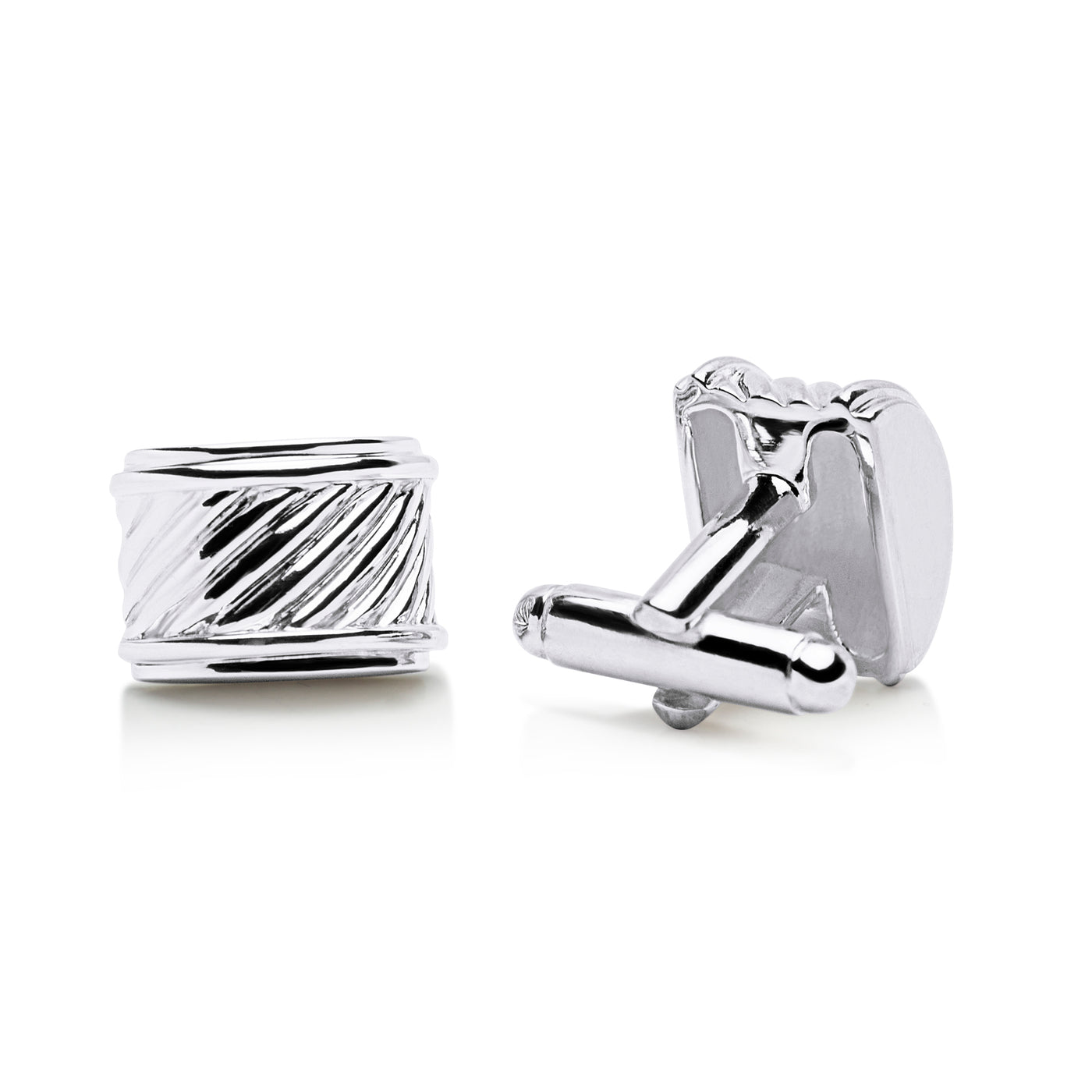 Classic Ribbed Cufflinks in Sterling Silver | SilverAndGold