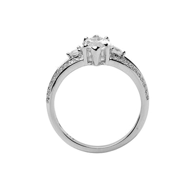 Sterling Silver Marquise Cut Clear Cubic Zirconia Ring | SilverAndGold