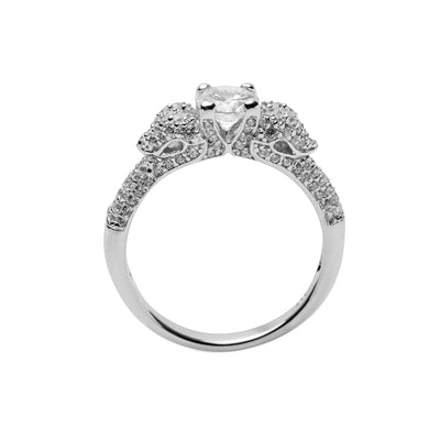 Round Cut Cubic Zirconia Sterling Silver Ring | SilverAndGold