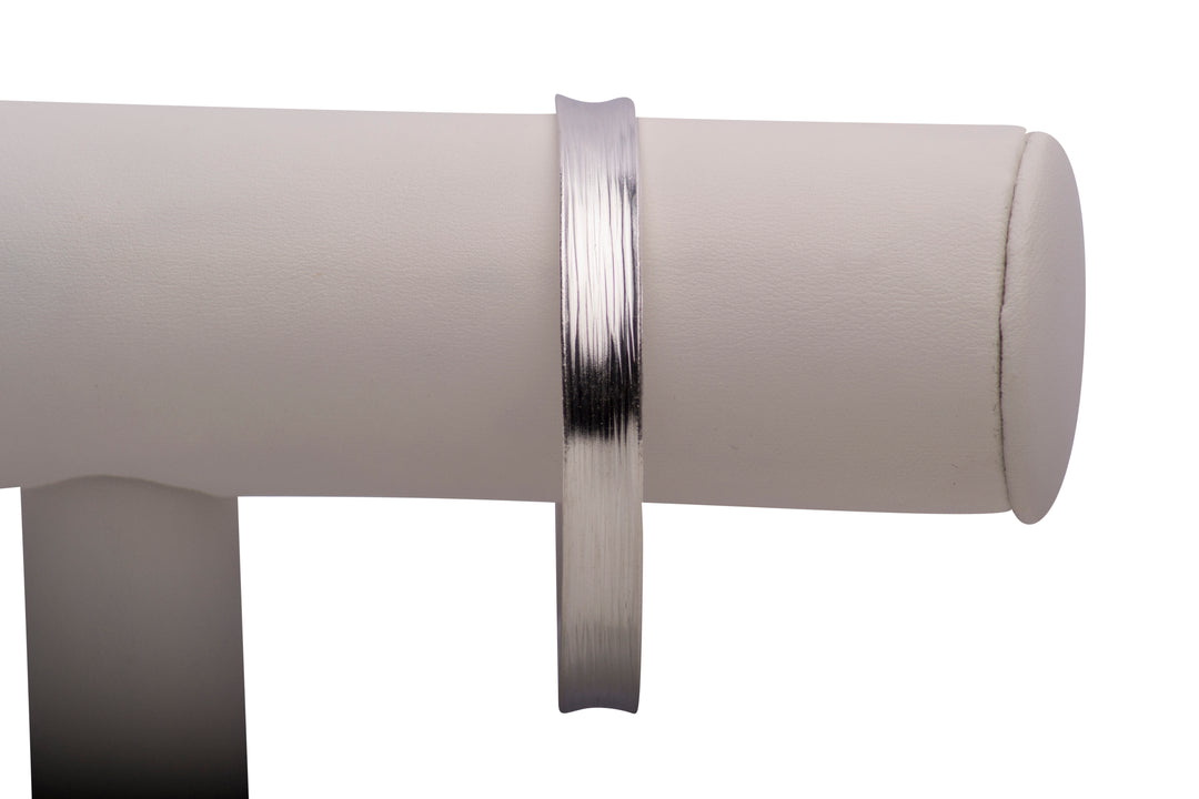 Textured Silver Open Bangle