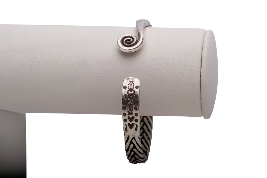 Braided Silver Open Bangle