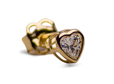 14K Yellow Gold Heart Cubic Zirconia Earrings | SilverAndGold