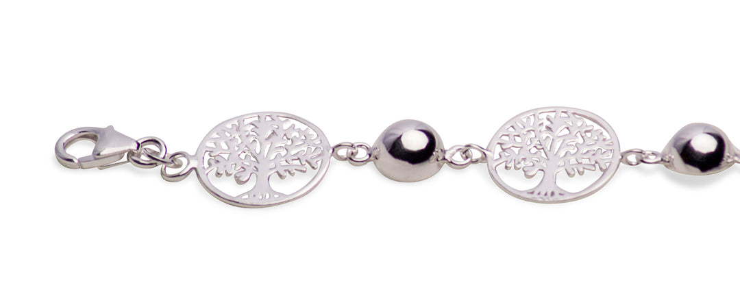 Distinctive Sterling Silver Tree of Life Bracelet 7" With Extension