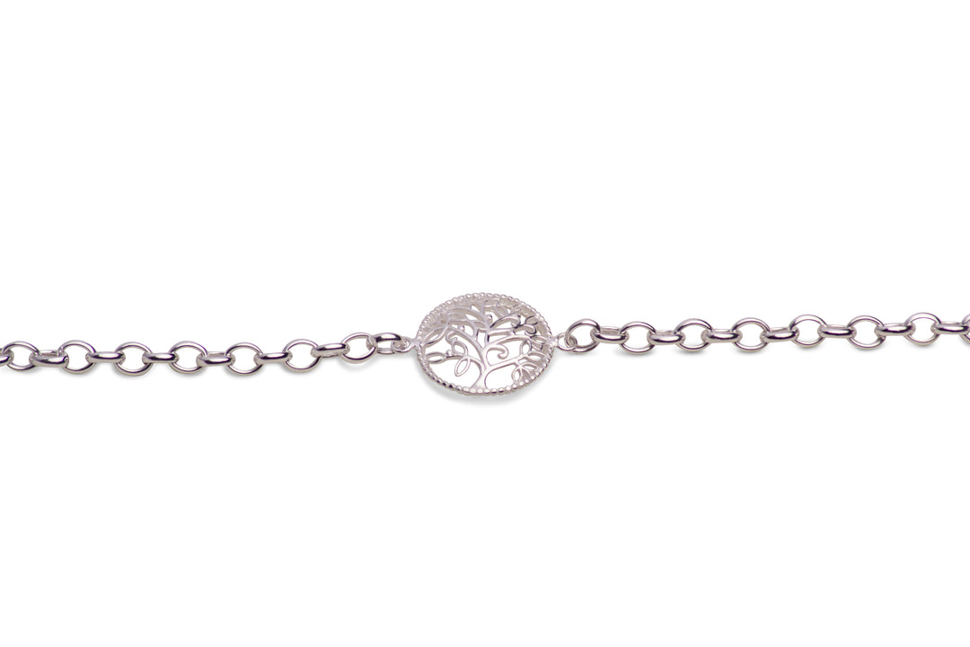 Sterling Silver Tree of Life Bracelet 7 Inch With Extension