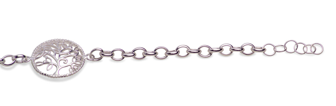 Sterling Silver Tree of Life Bracelet 7 Inch With Extension
