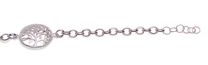 Sterling Silver Tree of Life Bracelet 7 Inch With Extension