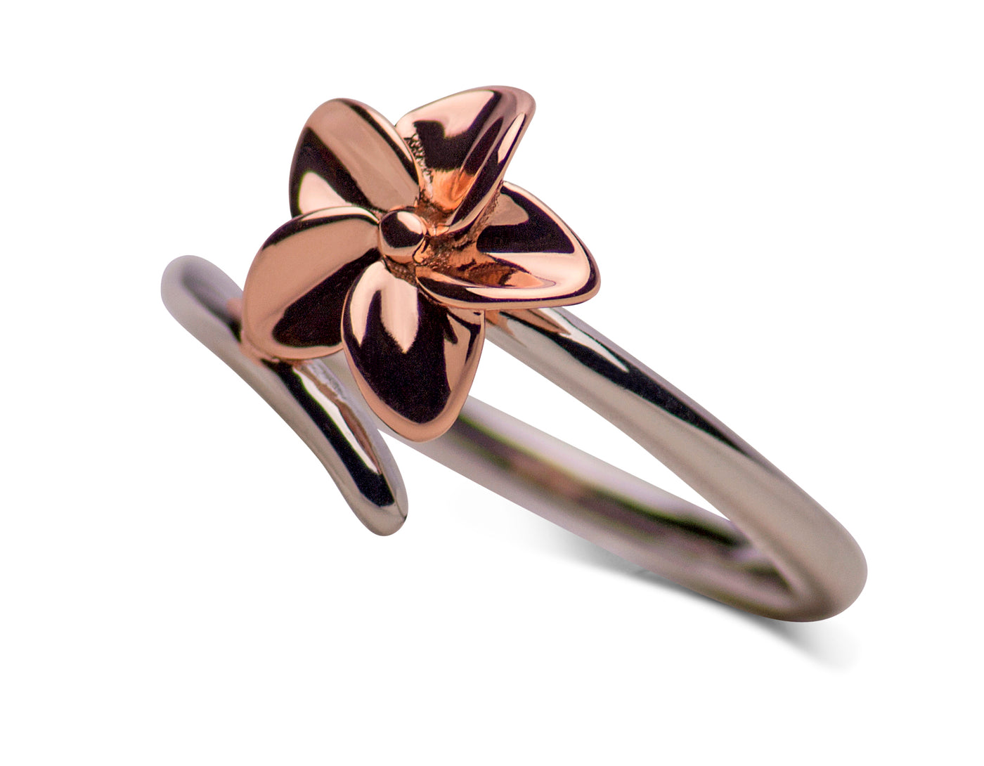 Two Tone Plumeria Flower Ring