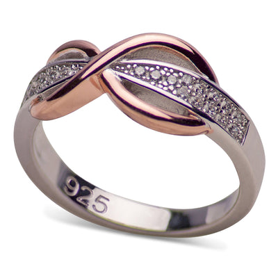 14K Rose Gold Plated Sterling Silver Two-Tone Pavé Infinity Ring