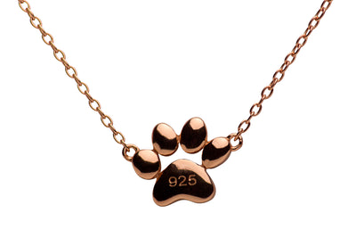 Rose Gold Paw Print Necklace