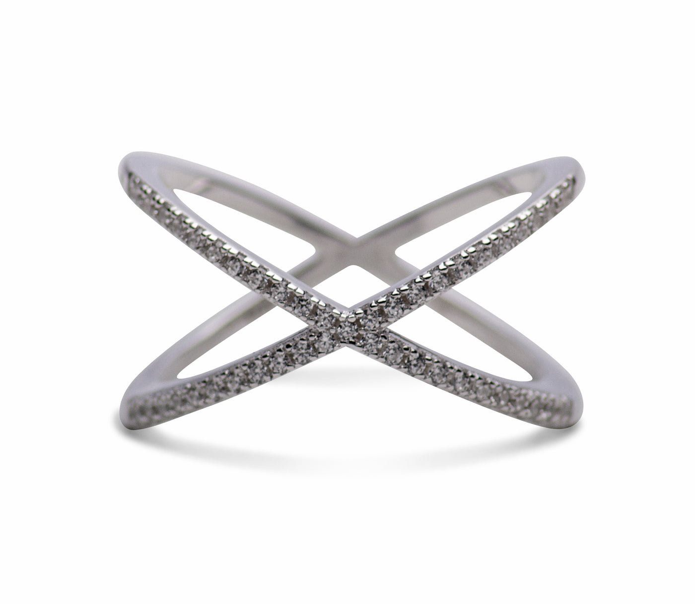 Forever Sterling Silver CZ Crisscross Crossover Ring