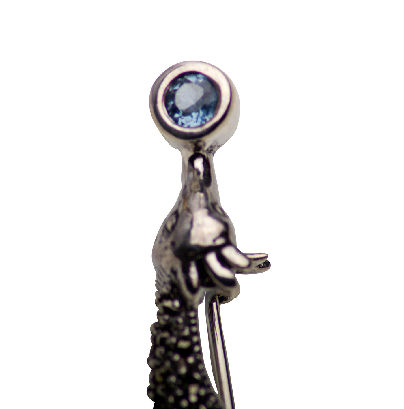 Sky Blue Topaz, Marcasite & Sterling Silver Giraffe Brooch Pin