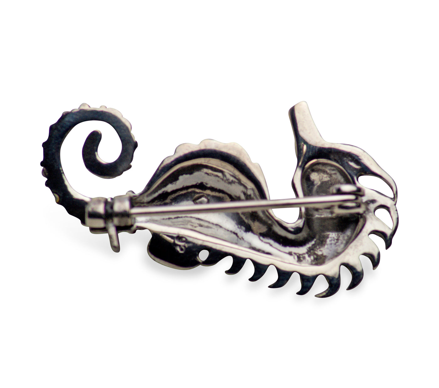 Marcasite & Sterling Silver Small Seahorse Brooch Pin