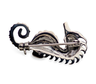 Marcasite & Sterling Silver Small Seahorse Brooch Pin