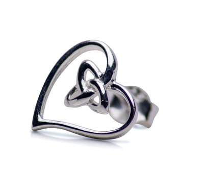 Sterling Silver Tri-Knot Love Heart Stud Earrings | SilverAndGold