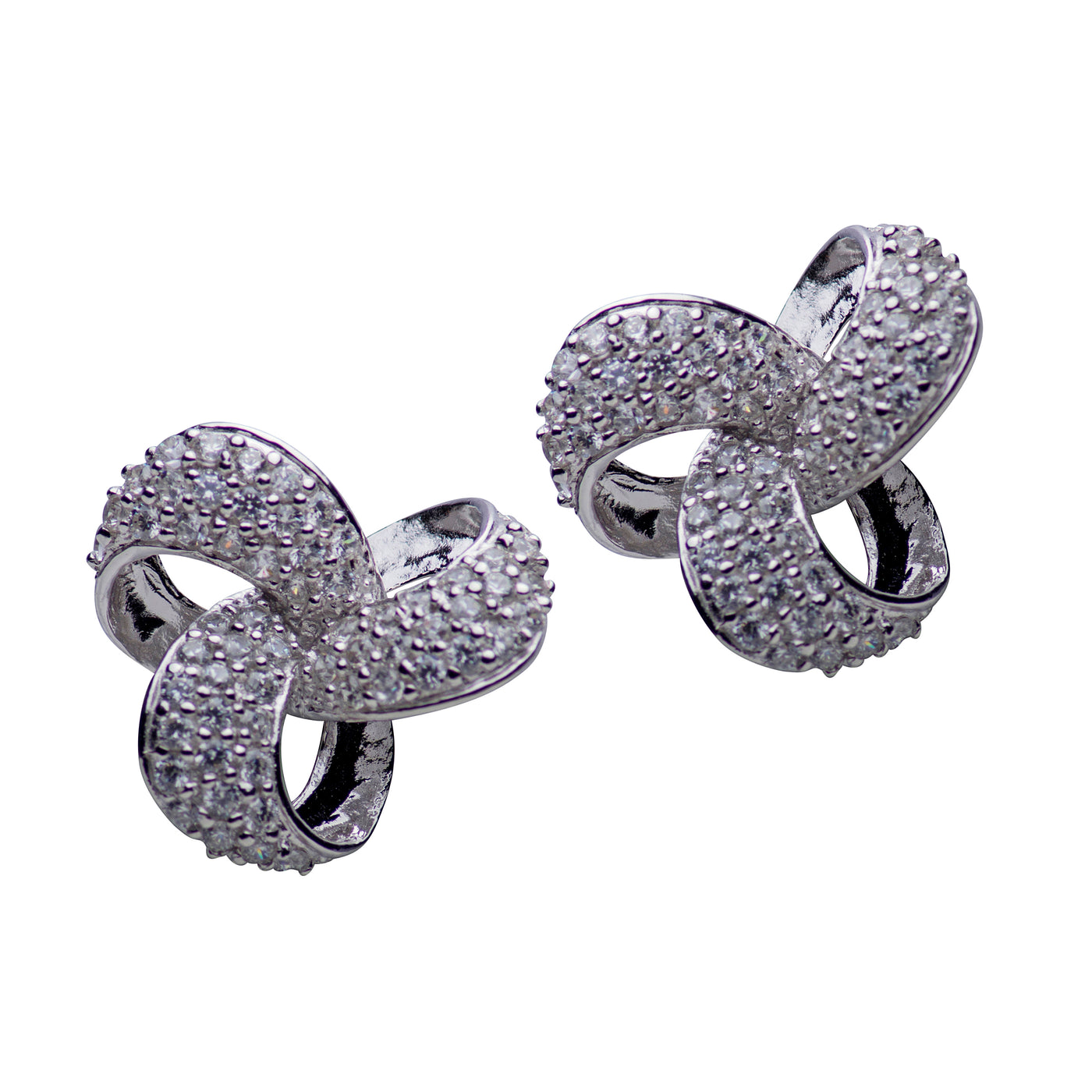 Cubic Zirconia Trinity Knot Sterling Silver Earrings | SilverAndGold