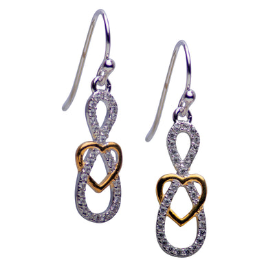 14K Gold Infinity & Heart Sterling Silver Earrings | SilverAndGold