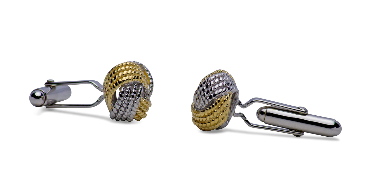 14K Yellow Gold & Sterling Silver Love Knot Cufflinks | SilverAndGold