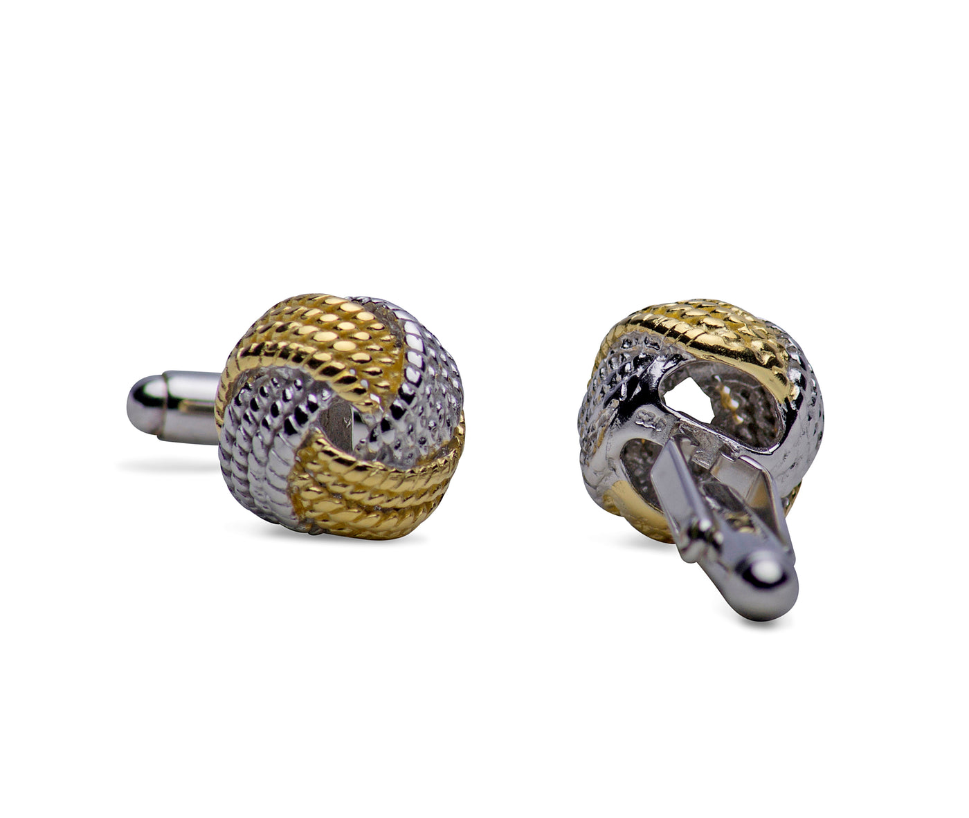 14K Yellow Gold & Sterling Silver Love Knot Cufflinks | SilverAndGold