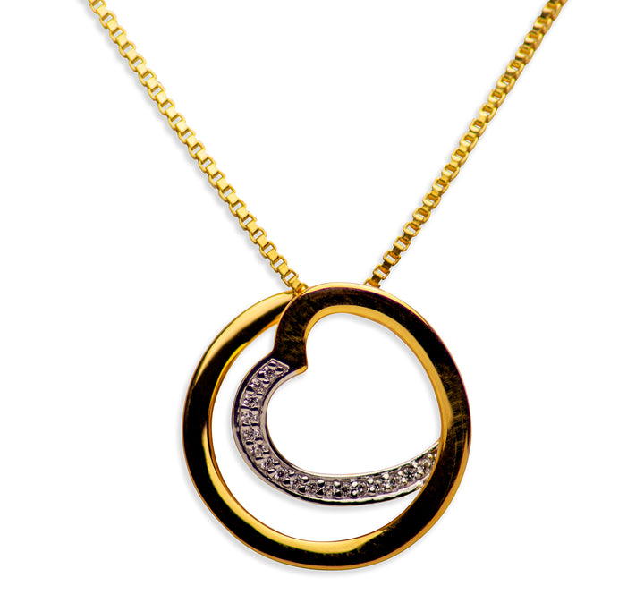 14K Gold Plated Sterling Silver 3D Infinity Heart Pendant Necklace