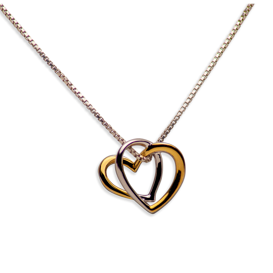 14K Gold Plated Sterling Silver 3D Heart Pendant Necklace