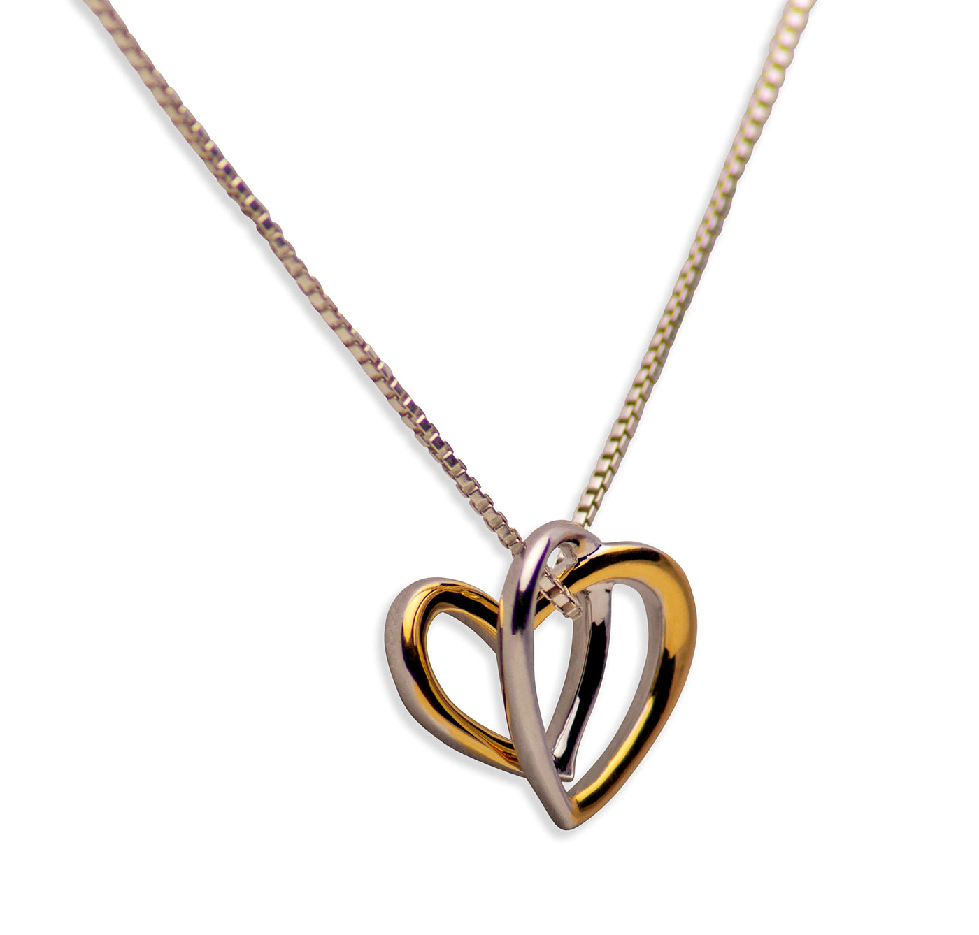 14K Gold Plated Sterling Silver 3D Heart Pendant Necklace