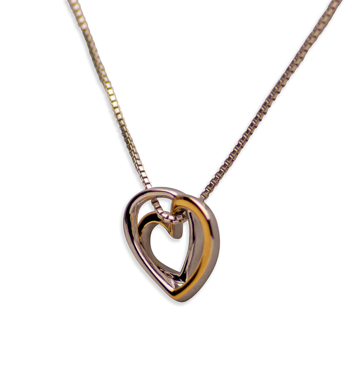 14K Gold Plated Sterling Silver 3D Heart Pendant Necklace