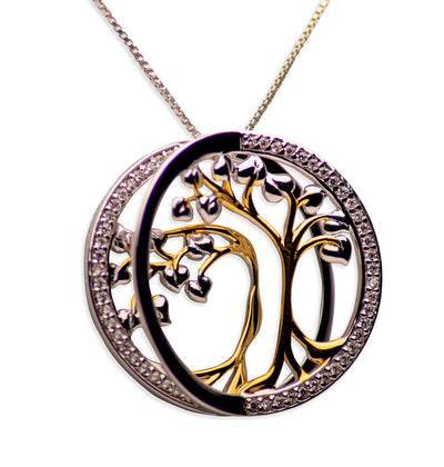 14K Gold Plated Sterling Silver 3D Tree of Life Pendant Necklace