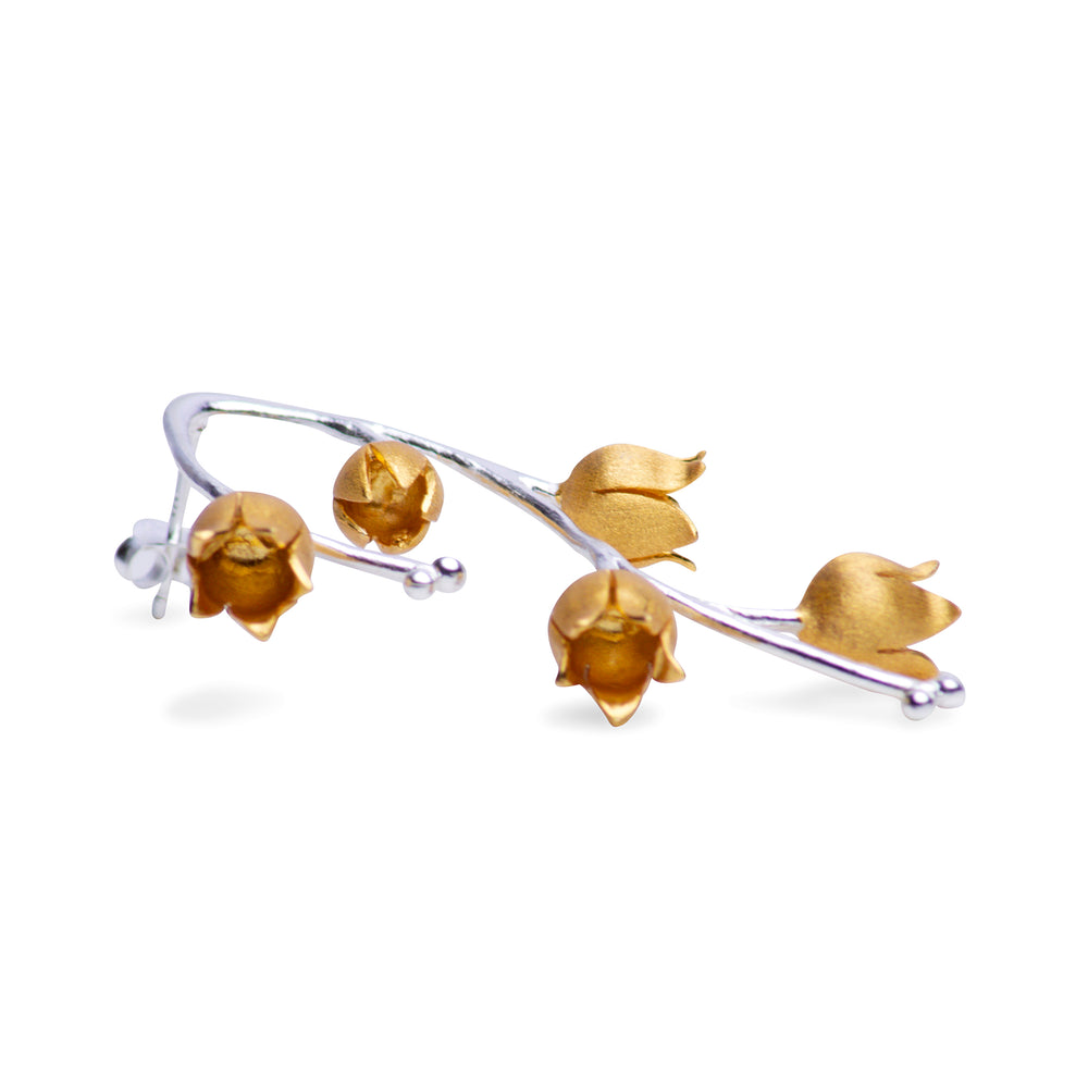 Blossoms & Branches Matte Silver & Gold Earrings | SilverAndGold