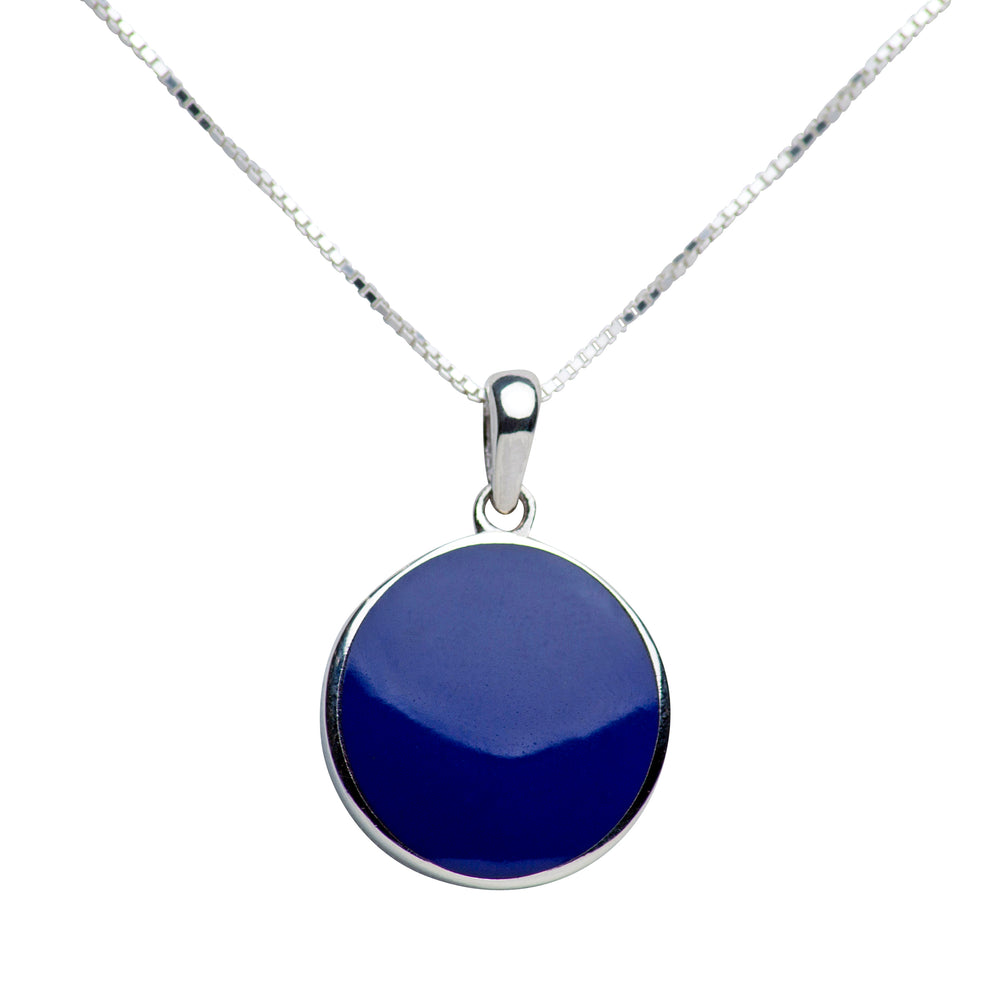 Created Lapis Accented Sterling Silver Tree of Life Pendant Necklace