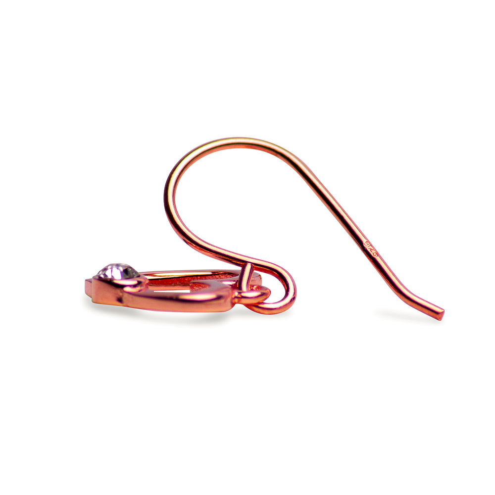 14K Rose Gold Plated Heart Dangle Earrings | SilverAndGold