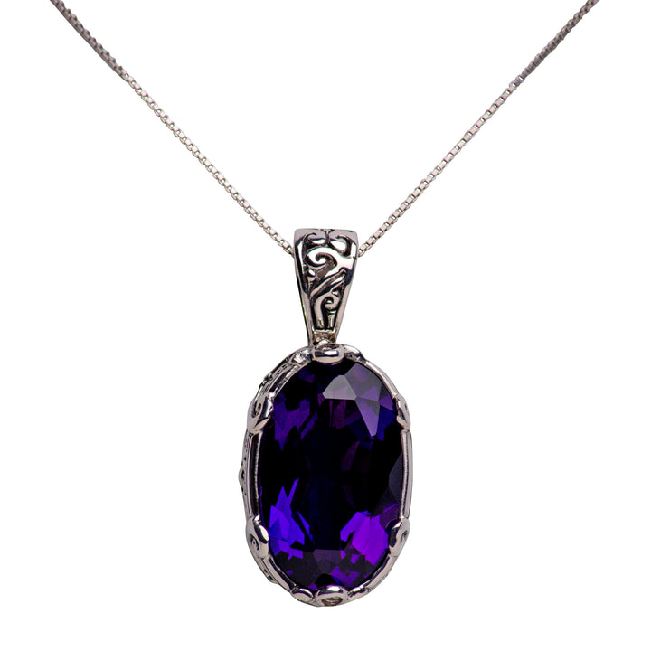Amethyst Quartz Silver Hinged Necklace