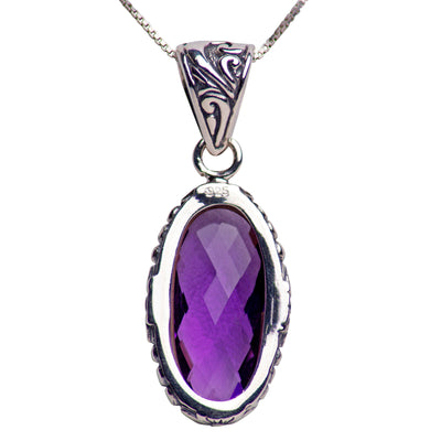 Amethyst Quartz Silver Necklace