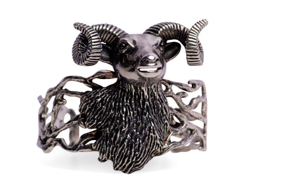 Ram Head Silver Cuff Bracelet