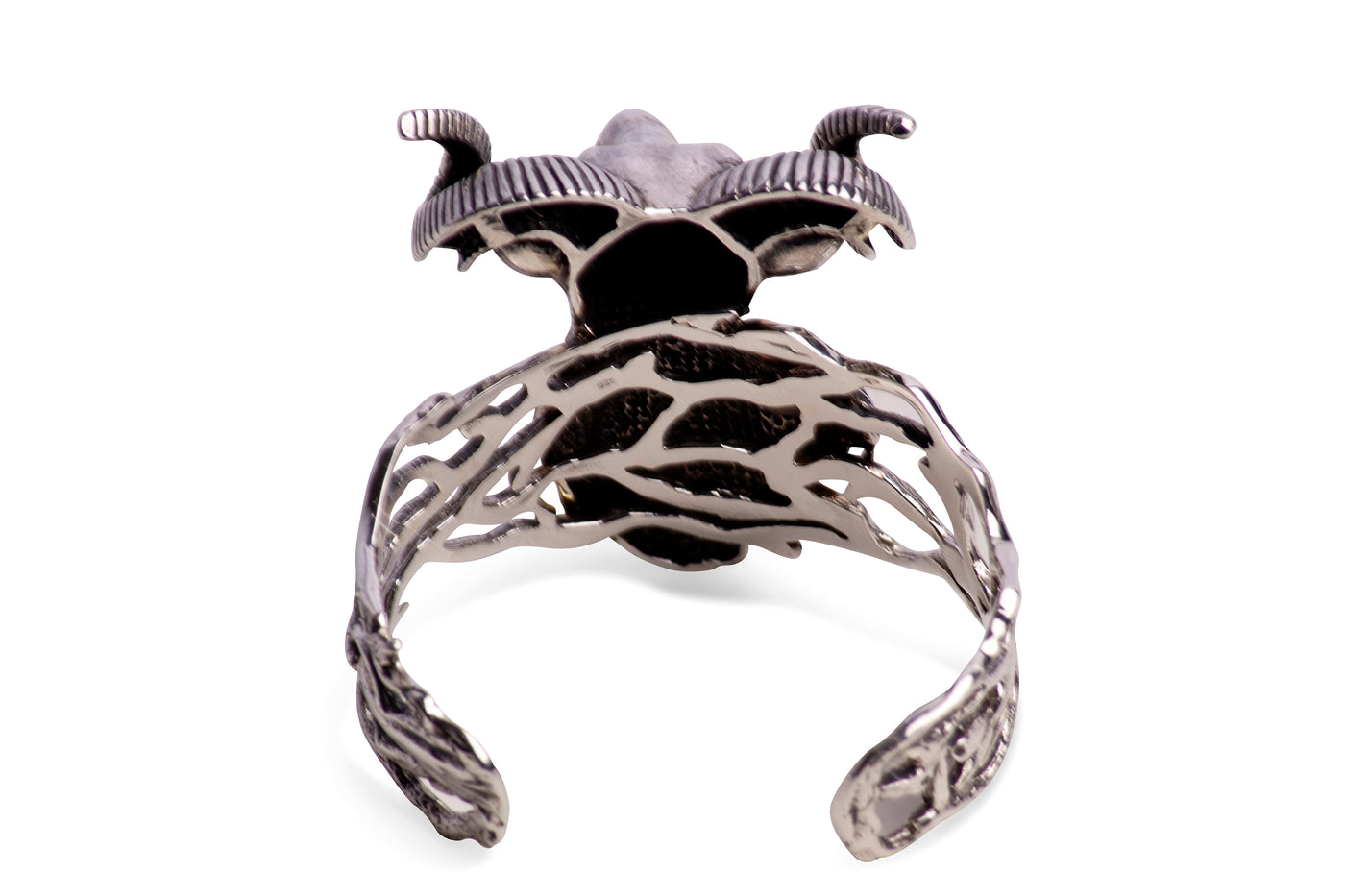 Ram Head Silver Cuff Bracelet