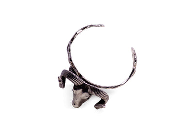 Ram Head Silver Cuff Bracelet