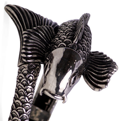 Lucky Koi Fish Hinged Silver Cuff Bracelet