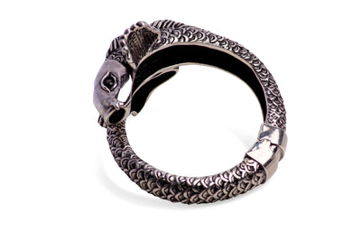 Lucky Koi Fish Hinged Silver Cuff Bracelet