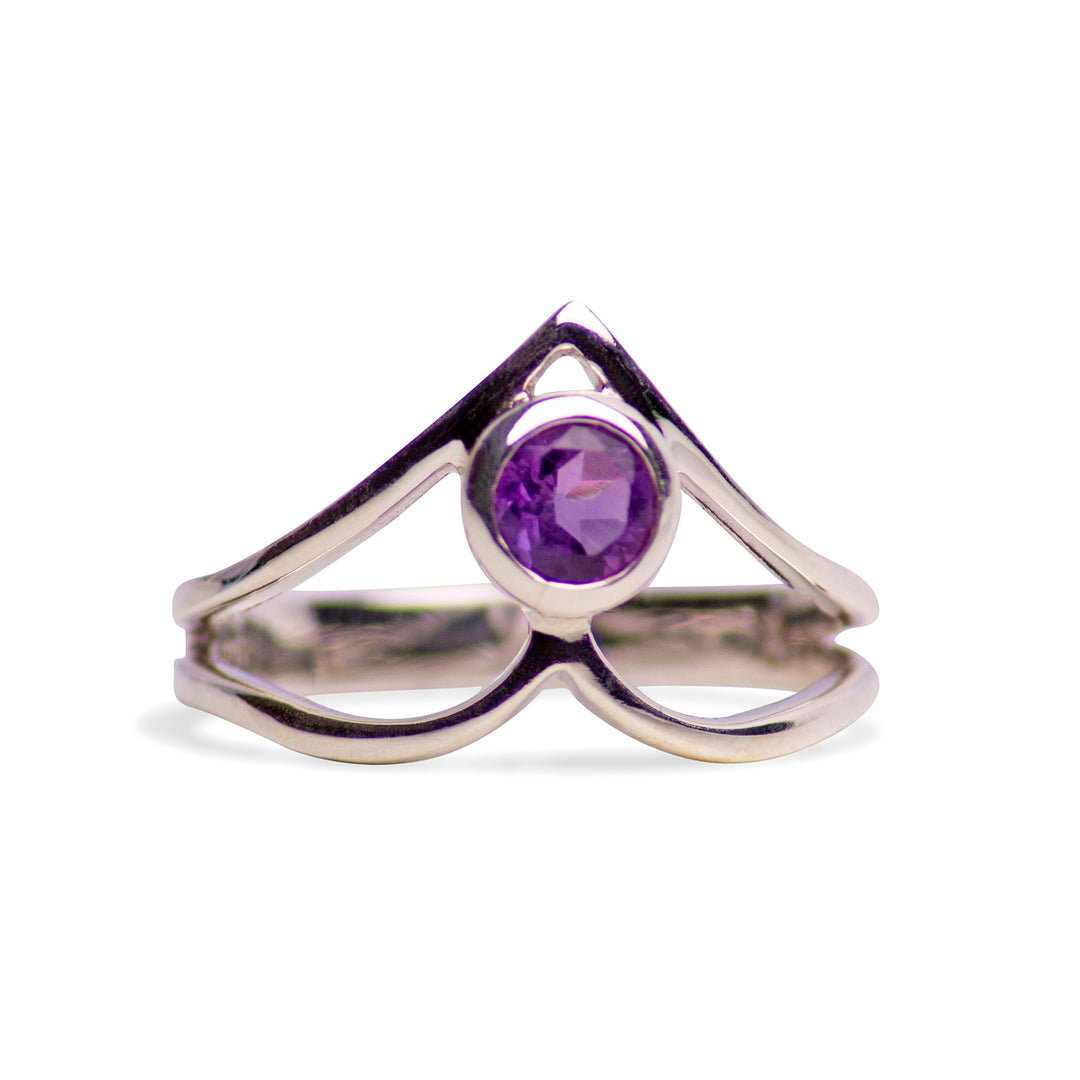 V Shaped Amethyst & Sterling Silver Ring | SilverAndGold