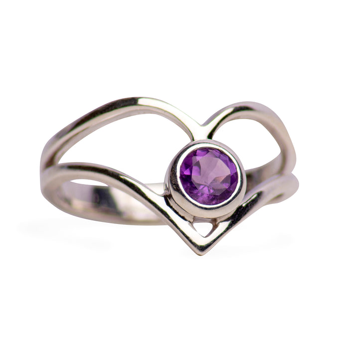V Shaped Amethyst & Sterling Silver Ring | SilverAndGold