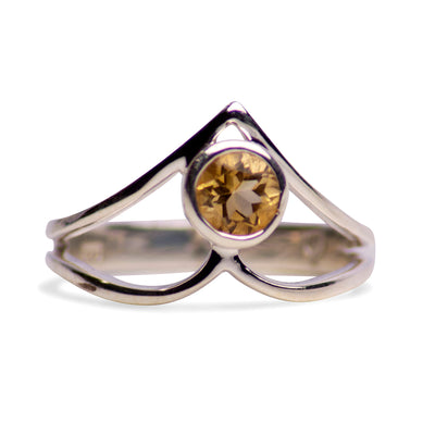 V Shaped Citrine & Sterling Silver Ring | SilverAndGold