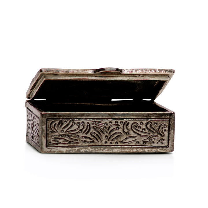 Sterling Silver Rectangle Grape Leaf and Vine Box