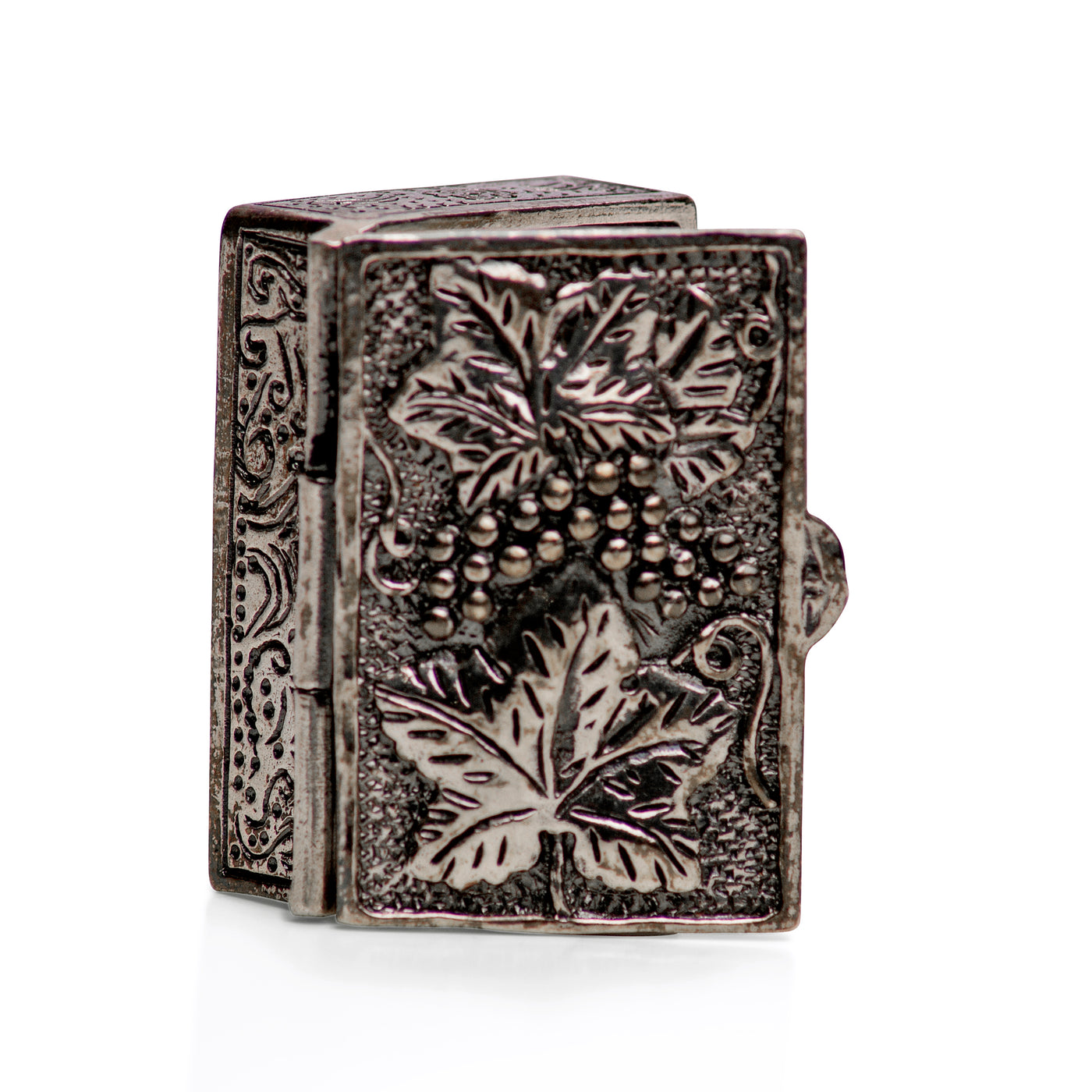 Sterling Silver Rectangle Grape Leaf and Vine Box