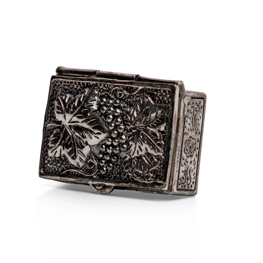 Sterling Silver Rectangle Grape Leaf and Vine Box