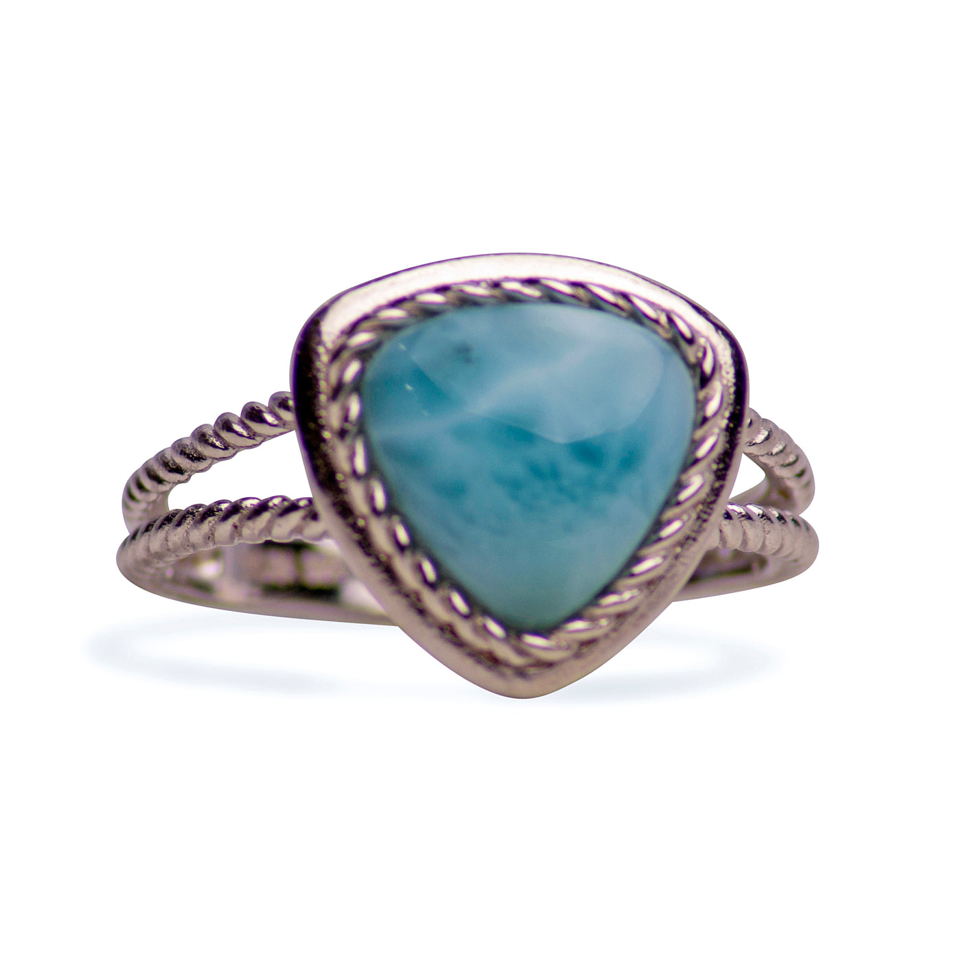 Solitaire Larimar Silver Ring