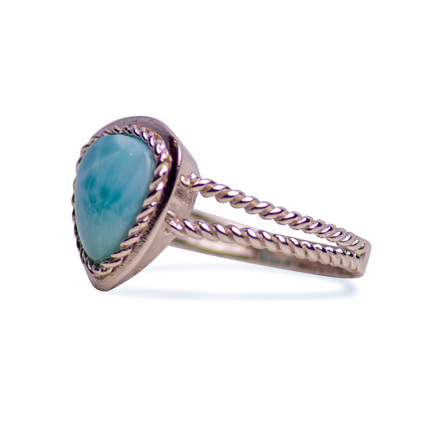 Solitaire Larimar Silver Ring