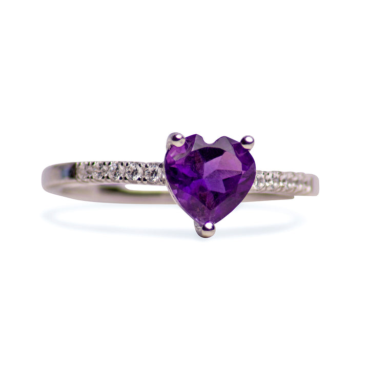 Heart Cut Amethyst & Diamond Simulant Ring