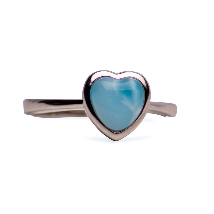 Larimar Heart Silver Ring